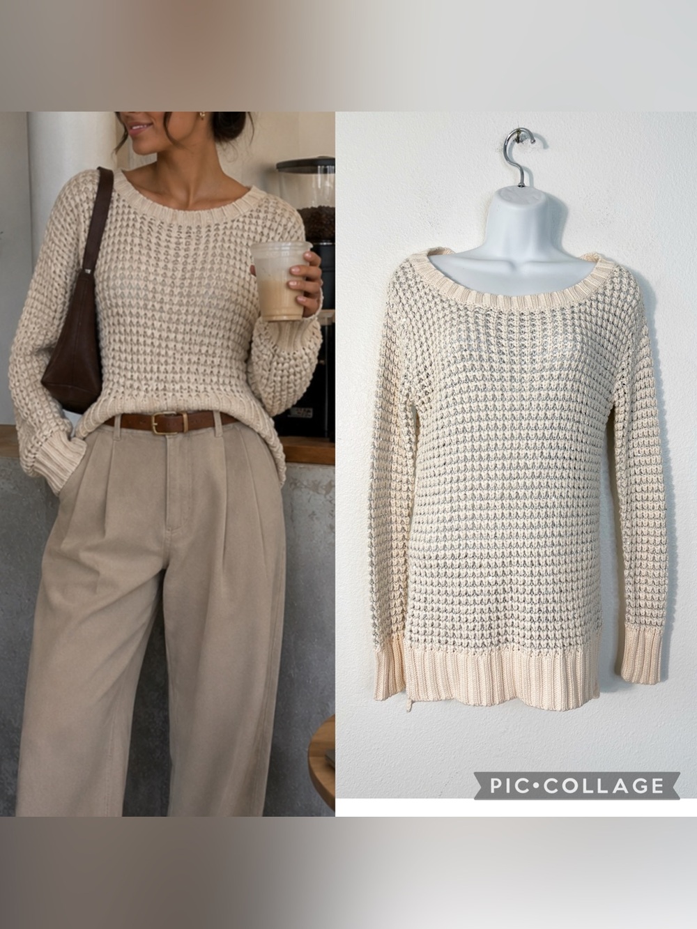 VTG Caché Cozy Cream Knit Sweater Women's Pullover Size XS